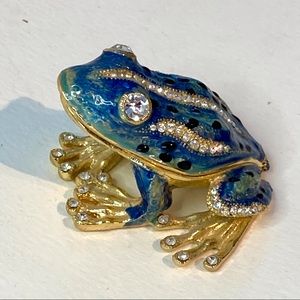 Blue Jeweled Frog Ring Trinket Holder